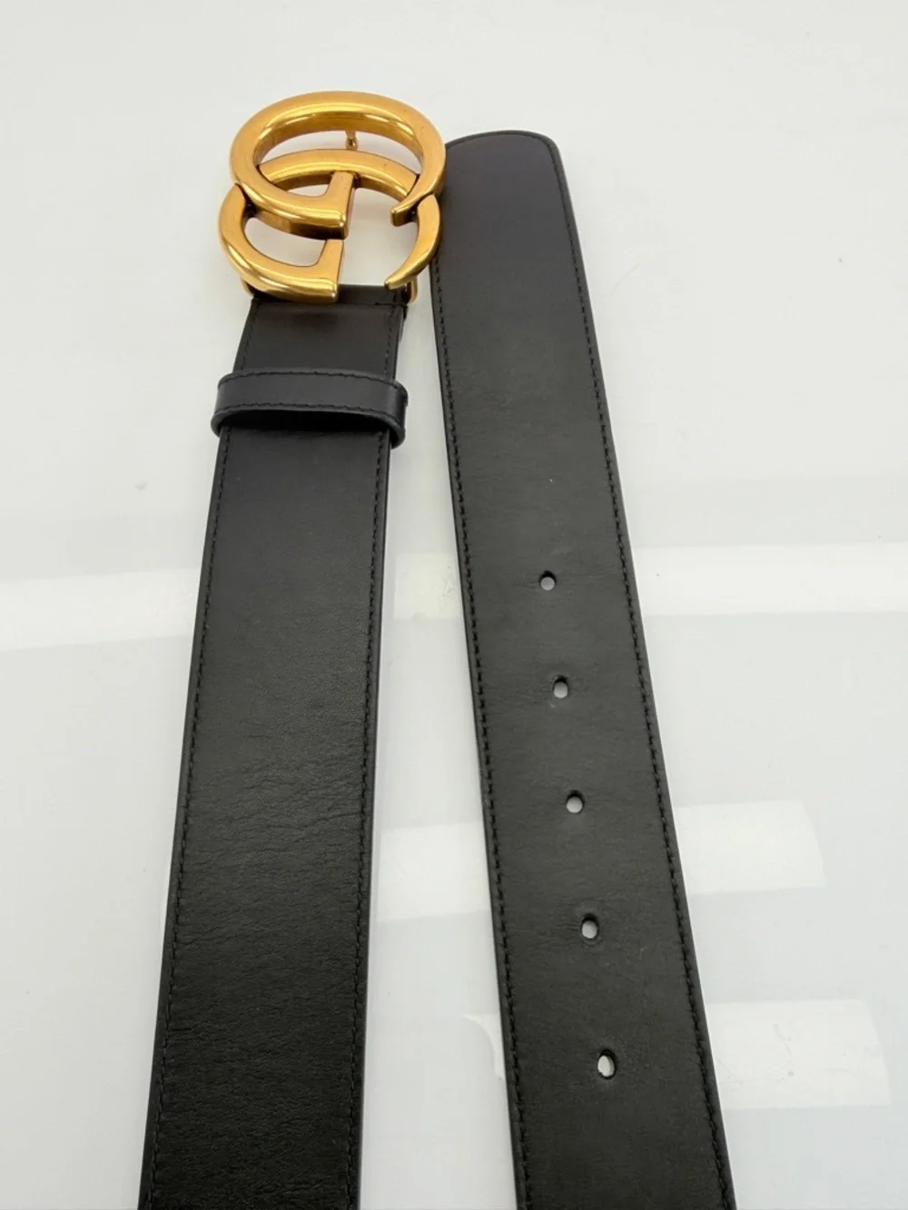Gucci 2015 Re Edition Wide Leather Belt Gg Double Marmont Black 400593 75/30